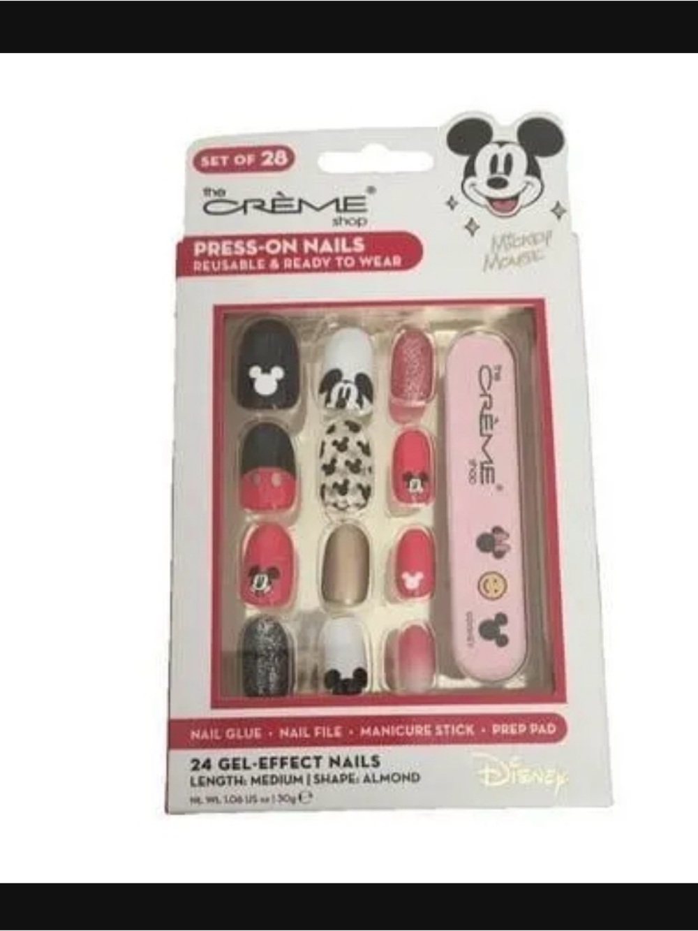 Disney x The Crème Shop Mickey Mouse Press-On Nails - Pink, Black, White, Gold